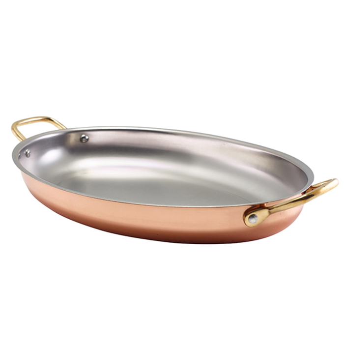 Сковорода для подачі 34*23 см, овальна, мідне покриття GenWare