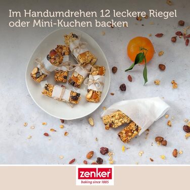 Форма для випічки мюслі Zenker - силіконова форма для випікання 12 батончиків - форма для мюслі з силікону з антипригарними властивостями - жаростійка форма для батончиків мюслі, яку можна мити в посудомийній машині