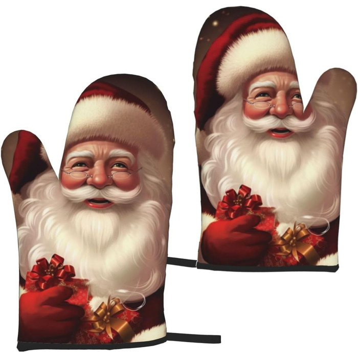 Набор из 2 рукавичек для духовки 15 х 28 см, Санта-Клаус ULKMFFCF