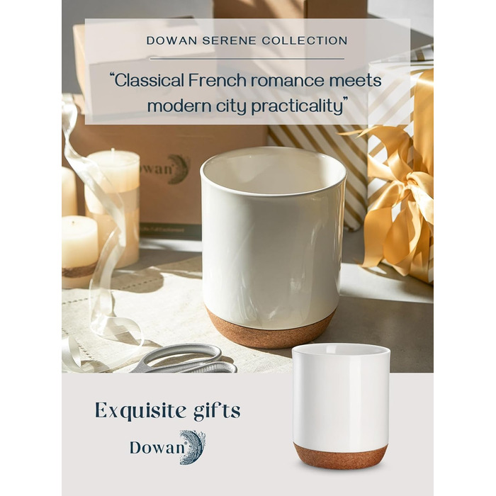 Тримач кухонного посуду DOWAN, великий тримач посуду 18 см для кухонної стійки, захисний килимок для столу, важкий і стійкий керамічний, без хитання, легко чиститься, білий для домашніх майстрів