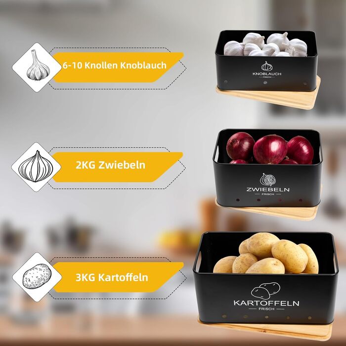 Ящик для зберігання з кришкою 3 шт чорний Avmvnvc