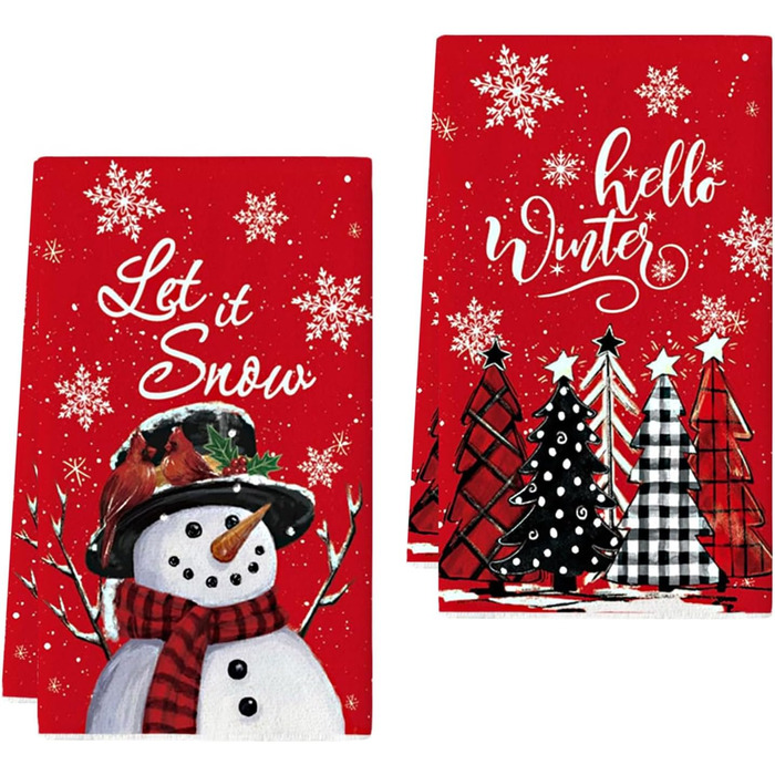 Набір з 2 різдвяних кухонний рушників 43 x 66 см, червоний YUNHENTONG