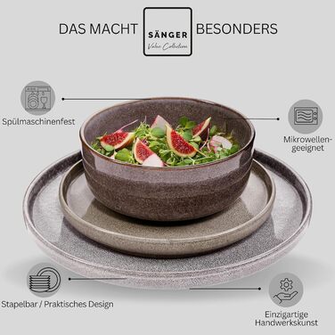 Комбінований сервіз на 6 персон, набір тарілок кавовий кухоль макаронна миска 30 шт. , набір посуду з кераміки посудомийна машина - мікрохвильова піч - стійкий до подряпин, набір посуду з кераміки КОЛЕКЦІЯ ЦІННОСТЕЙ (Каїр, комбінований сервіз 20 шт.)