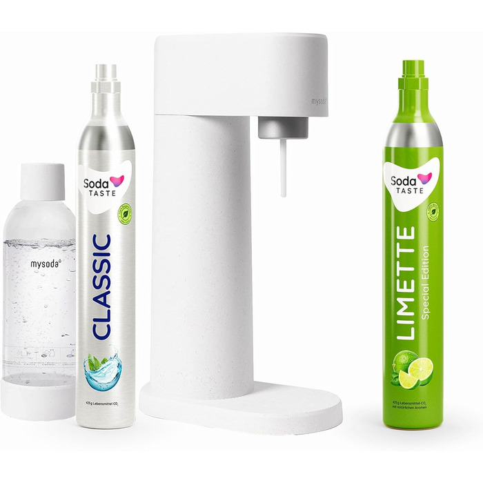Набір для газування води, 4 предмети, класик + лайм, білий Mysoda Woody SodaTASTE
