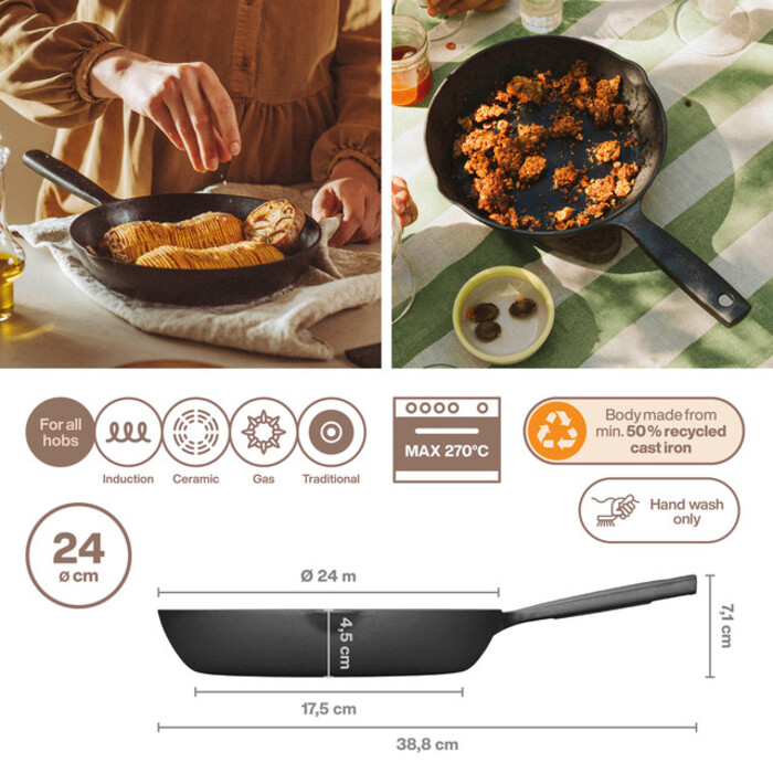 Сковорода чугунная Fiskars Folken 24 см (1075700)