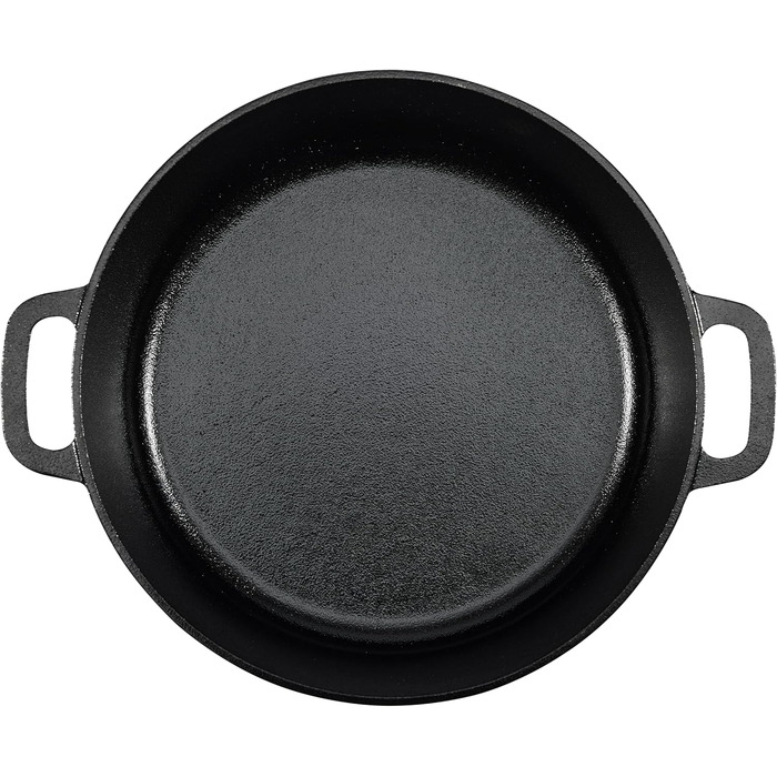 Чавунна сковорода-голландка з двома ручками, чорна Amazon Basics