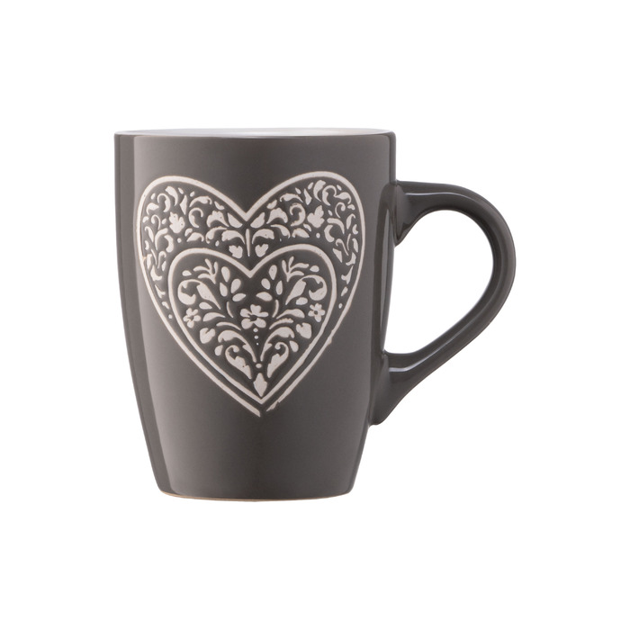 ARDESTO Чашка Heart, 330 мл, темно-сіра, кераміка