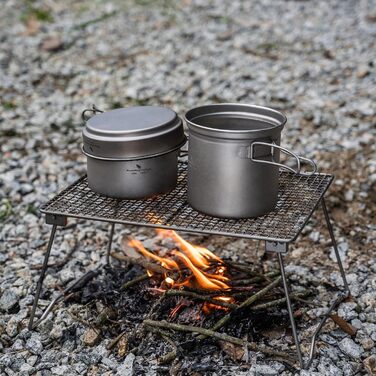 Набір титанових сковорідок iBasingo зі складною ручкою Відкритий кемпінг Суп Чаша для супу Сковорода Посуд Надлегкий посуд для пікніка Подорожі Походи (Small Pot & Pan-Ti2034C)