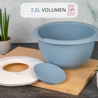 Миска для змішування та випічки Westmark з кришкою з двох частин, 2,5 л, з носиком, пластикова, біла/яблучно-зелена, 3153227A (синій/білий, з кришкою)