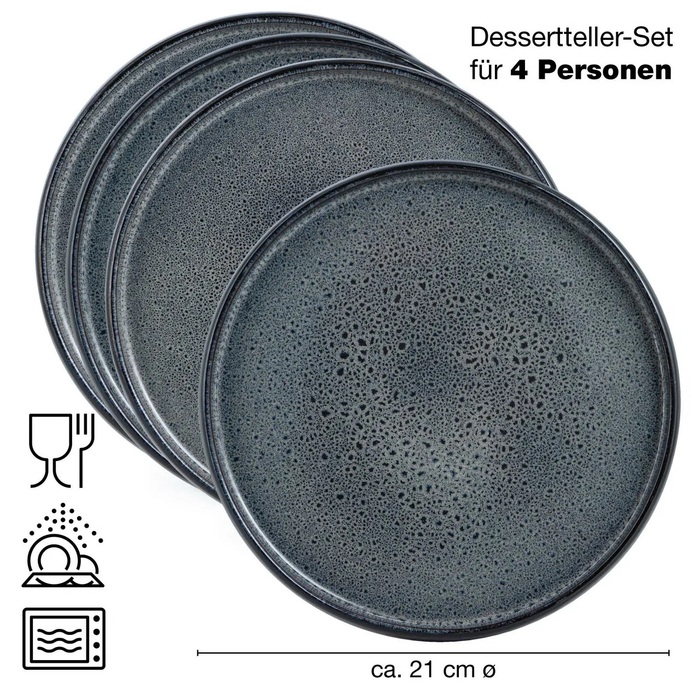 Набір з 4 десертних тарілок 21 см, сіра реактивна глазур Moritz & Moritz