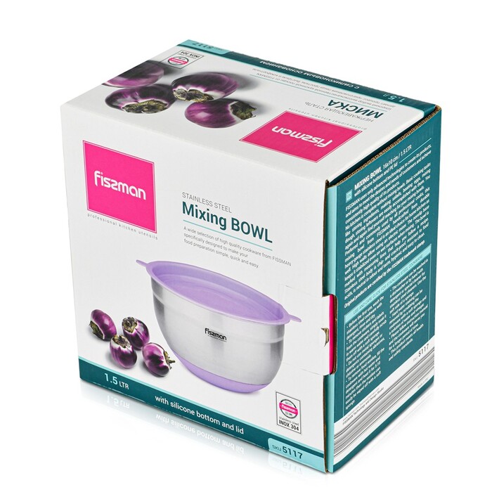 Миска з пластиковою кришкою  16x10 см 1500 мл Fissman