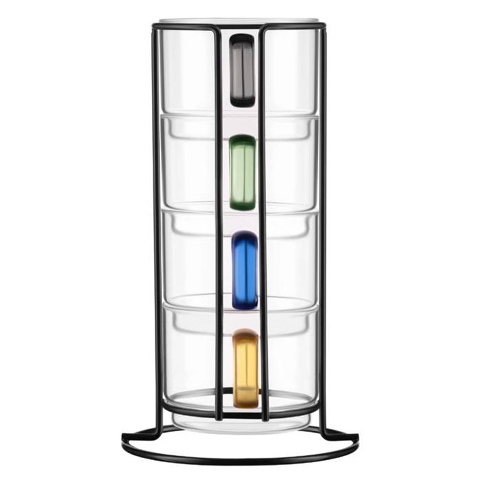 Набір чашок з підставкою Ardesto 350мл, 4шт, боросилікатне скло, прозорий
