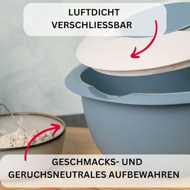 Миска для змішування та випічки Westmark з кришкою з двох частин, 2,5 л, з носиком, пластикова, біла/яблучно-зелена, 3153227A (синій/білий, з кришкою)