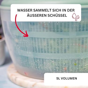 Спінер для салату 5 л, 26 см, м'ятно-зелений Westmark