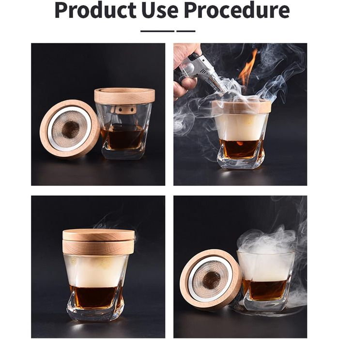 Набір для куріння коктейлів, набір для куріння віскі MKNZOME з 4 копченими коктейльними коптильнями, тирсою, подарунком на День батька, аксесуарами для коктейлів, для димних коктейлів, вина, напоїв, бурбону, кави, м&39яса (A01)