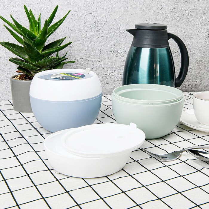 Ланч-бокс с двома відділенням круглий Fissman 15x12 см / 800 мл (6803)