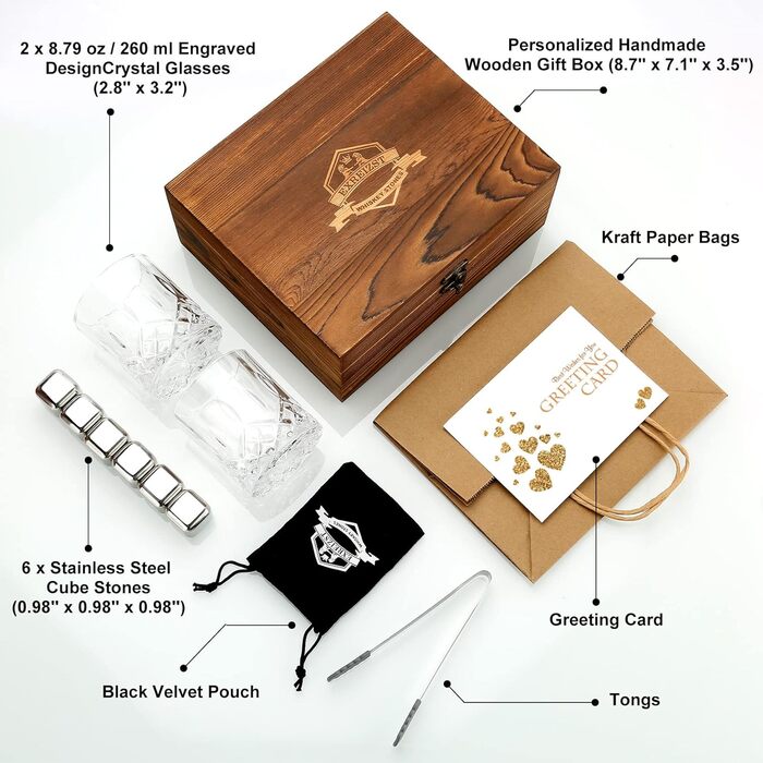 Набір з 8 багаторазових охолоджуючих каменів для віскі з кліпсою для льоду Exreizst