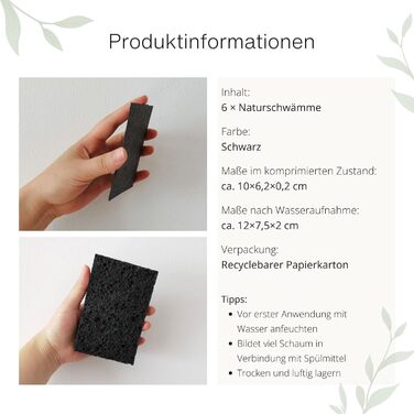 Набір губок для миття посуду 6 шт. чорний Ecoliko