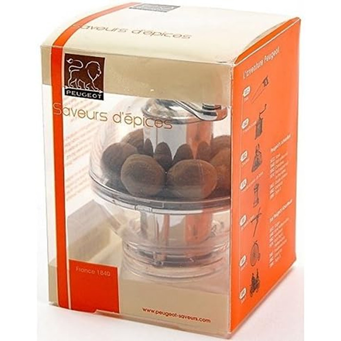 Млин мускатний горіх Tidore 11 см - З відсіком для зберігання - Акрил - Прозорий