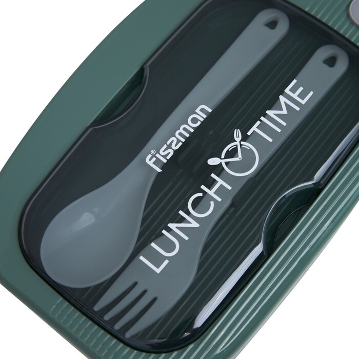 Ланч-бокс Fissman з двома відділенням 20,5х13х6,5 см / 1000 мл, колір зелений пластик (16743)