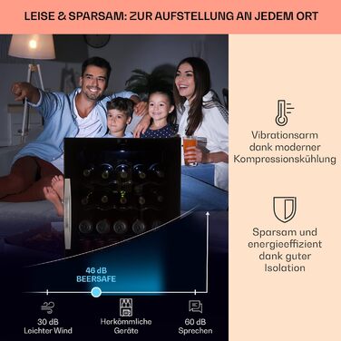 Міні-холодильник зі скляними дверцятами 60 л чорний Klarstein