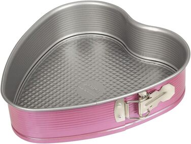 Творча студія Zenker Z7480 Ø 26 см, форма для випічки з плоским дном, кругла форма для торта з антипригарним покриттям, креативна випічка (колір рожевий, сріблястий), кількість (форма для роз'єму серця)