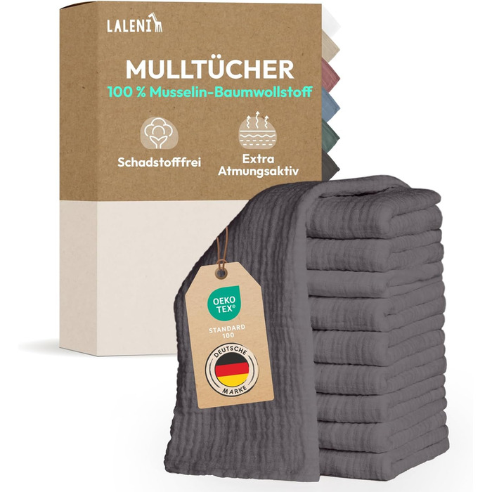 Серветки для відрижки в наборі з 10 шт. з чистої бавовни - Нетоксичні муслінові серветки 70x70 - Абсорбуючі муслінові серветки - Муслінова тканина як мусліновий підгузок, який можна прати - Бежевий (Антрацит, 20 шт. )