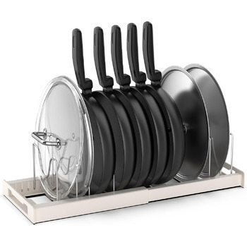 Підставка для посуду розсувна 56 x 20,4 см, на 7 відділень, біла Anhow