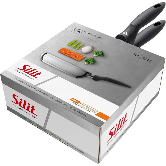 Індукційна сковорода з нержавіючої сталі з антипригарним покриттям, стійка до корозії, з пластиковою ручкою, підходить для всіх типів плит, витримує температуру в духовці до 70C, для делікатного смаження (набір з 2 сковорідок)