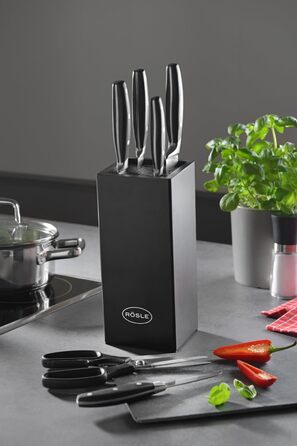 Набор ножей с деревянным блоком, 7 предметов, черный Cuisine Rosle