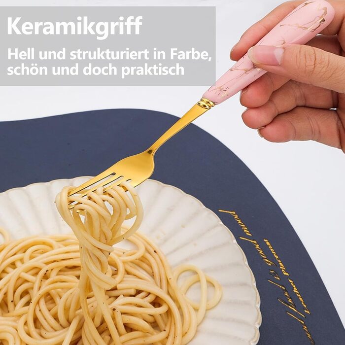 Набір столових приборів з 24 предметів, на 6 осіб, рожевий Justup