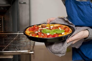 Деко для піци 32, ФОРМИ ДЛЯ ВИПІЧКИ КЛАСИЧНІ, діаметр 32 см, висота 3,3 см, емаль, чорний, індукційний, 0649-022