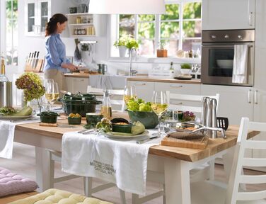 Чавунна каструля/кокотниця STAUB, кругла, 8,35 л, функція Ароматичний дощ для оптимального зволоження, для всіх типів варильних поверхонь, включаючи індукційну та духовку, (базилік/зелений, 26 см)