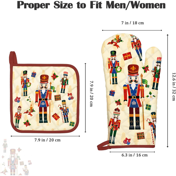 Набір з 2 кухонних рукавиць Arquiel з прихваткою та підставкою для каструль Gnome Autumn Orange Checked, 100 бавовняні кулінарні рукавички, термостійкі кухонні рукавички для приготування їжі, осінній декор, подарунки для жінок (різдвяний Лускунчик, прихва