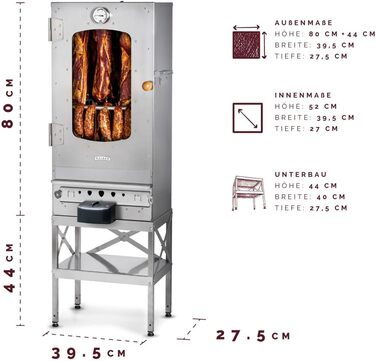 Коптильна шафа на 10 кг м'яса електрична з підставкою 2000 Вт Kaiser Company
