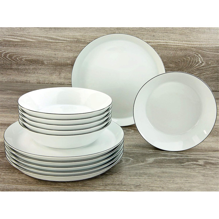 Набір тарілок на 6 персон, 12 предметів, Black Line Creatable