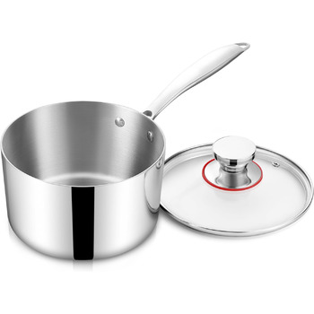 Сотейник 1,9 л с прозрачной крышкой 16 см, нержавеющая сталь Homikit