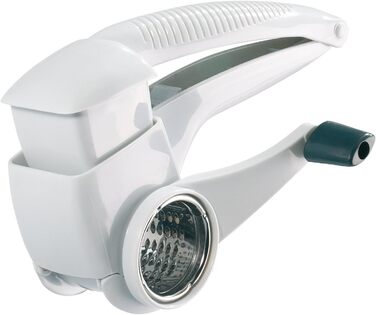 Барабанна терка/рубанок Westmark з 3 ріжучими барабанами та вбудованим поршнем, нержавіюча сталь/пластик, тріо, білий/антрацит, 11722260 одинарний