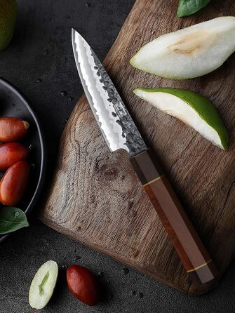 Ніж HOSHANHO Santoku Ніж ручного кування, ніж Сантоку Гостре лезо 18 см Кухонний ніж з японської серцевини VG10 Ніж для кухарів з ергономічною ручкою Подарункова коробка (ніж для чищення 9,5 см)
