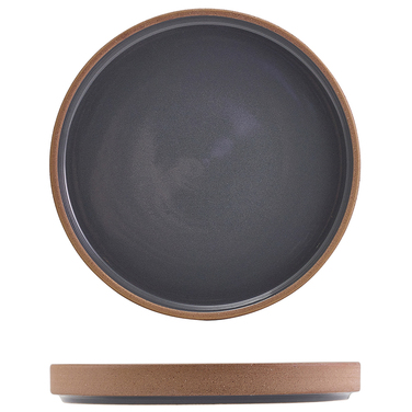 Тарілка презентаційна 18*2.3 см із низьким вертикальним бортом, Kava Dark Grey Stoneware Raw Wall, GenWare