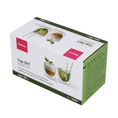 Набір з 2-х склянок Fissman з подвійними стінками 100 мл жароміцне скло (16493)