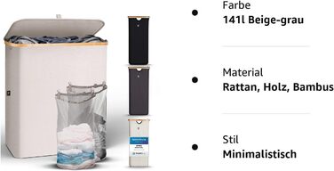 Корзина для белья с крышкой 2 отделения узкий серый мешок для белья - сортировщик белья ящик для белья мусорное ведро сборник для белья сундук для белья корзина для белья темно-серый (140 л, 140 л бежево-серый)