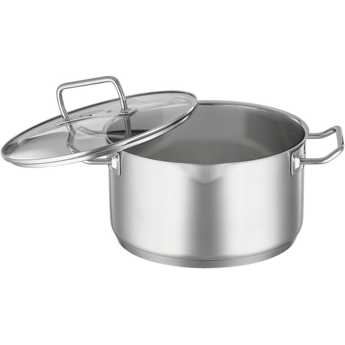 Форма для запікання RSLE EXPERTISO, універсальна ємність для приготування їжі з нержавіючої сталі 18/10, скляна кришка, внутрішня вага, підходить для індукційних плит, можна мити в посудомийній машині, срібляста (24 см, форма для запікання)