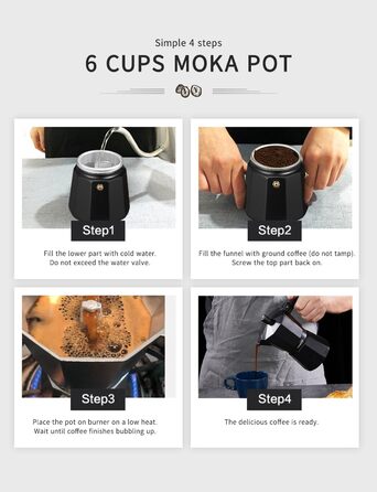 Кавоварка для еспресо на 6 чашок, чорна VINATO