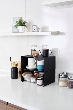 Штабелируемая кухонная полка, сталь, минималистичный дизайн (черный), 3791 TOWER