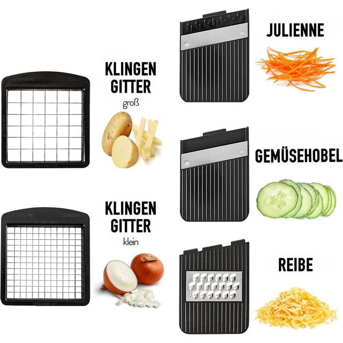 Овочерізка мандоліна, овочерізка, нарізка для огірків, нарізка для цибулі, картоплерізка, фрукторізка, терка для овочів та сиру, різак для жульєну (все в 1, білий)