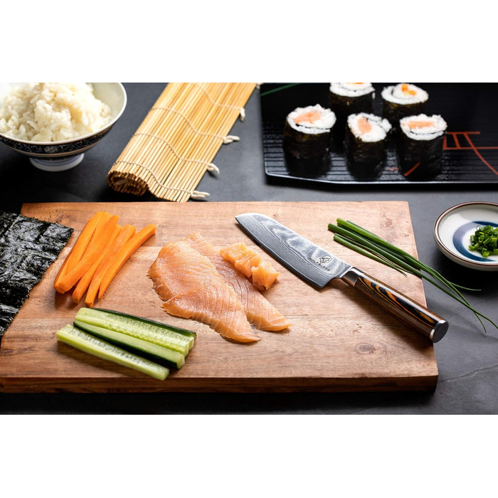 Нож сантоку 13 см, дамасская сталь Wolfblood