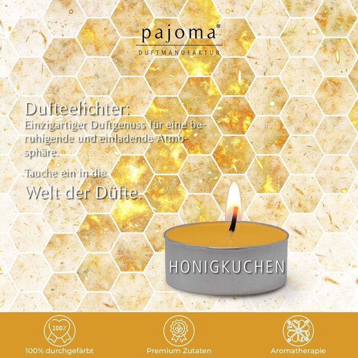 Ароматичні чайні свічки Pajoma 90, 3x30 шт. , ароматичні свічки, багато ароматів на вибір, висота 1,5 см, діаметр 3,5 см (медовий торт, 30 шт.)