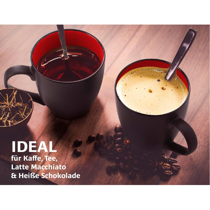 Набір чашок для кави 350 мл, 6 предметів, чорний/червоний MIAMIO