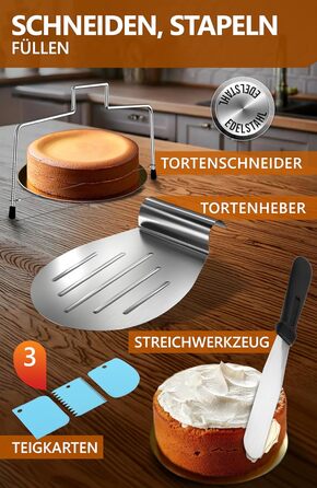 Тортове кільце 4smile регульована висота 20 см - деко з нержавіючої сталі Ø 16-30 см, стійка форма для торта - кругле регульоване кільце для торта, кругла рамка для випікання та прикраси